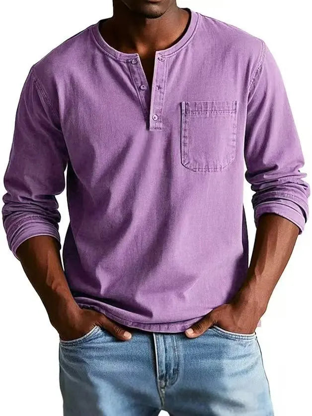 Duval Paris™| Chemise en denim Henley vintage pour homme