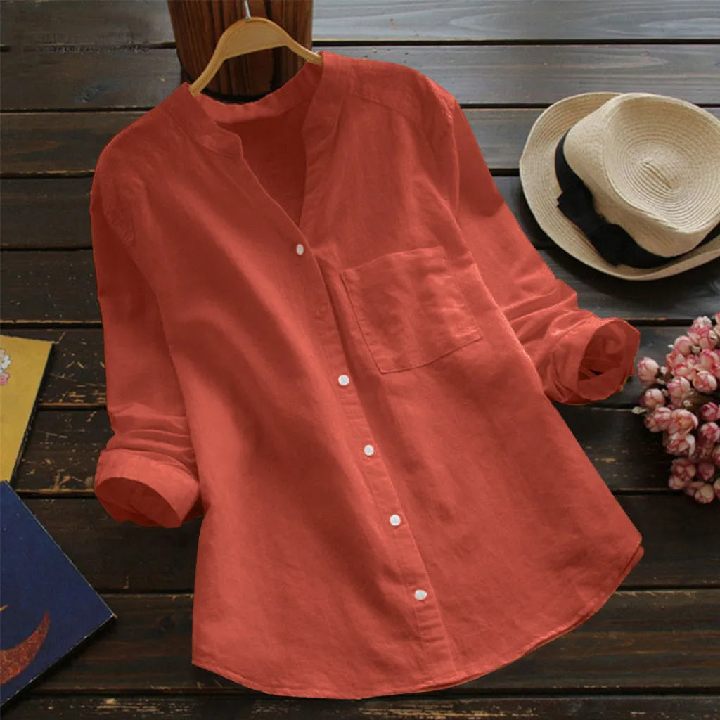 Duval Paris™ | Blouse unie à col en V