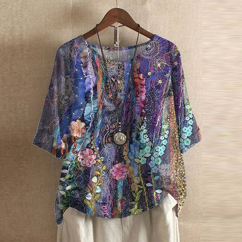 Duval Paris™ | Blouse rétro imprimée