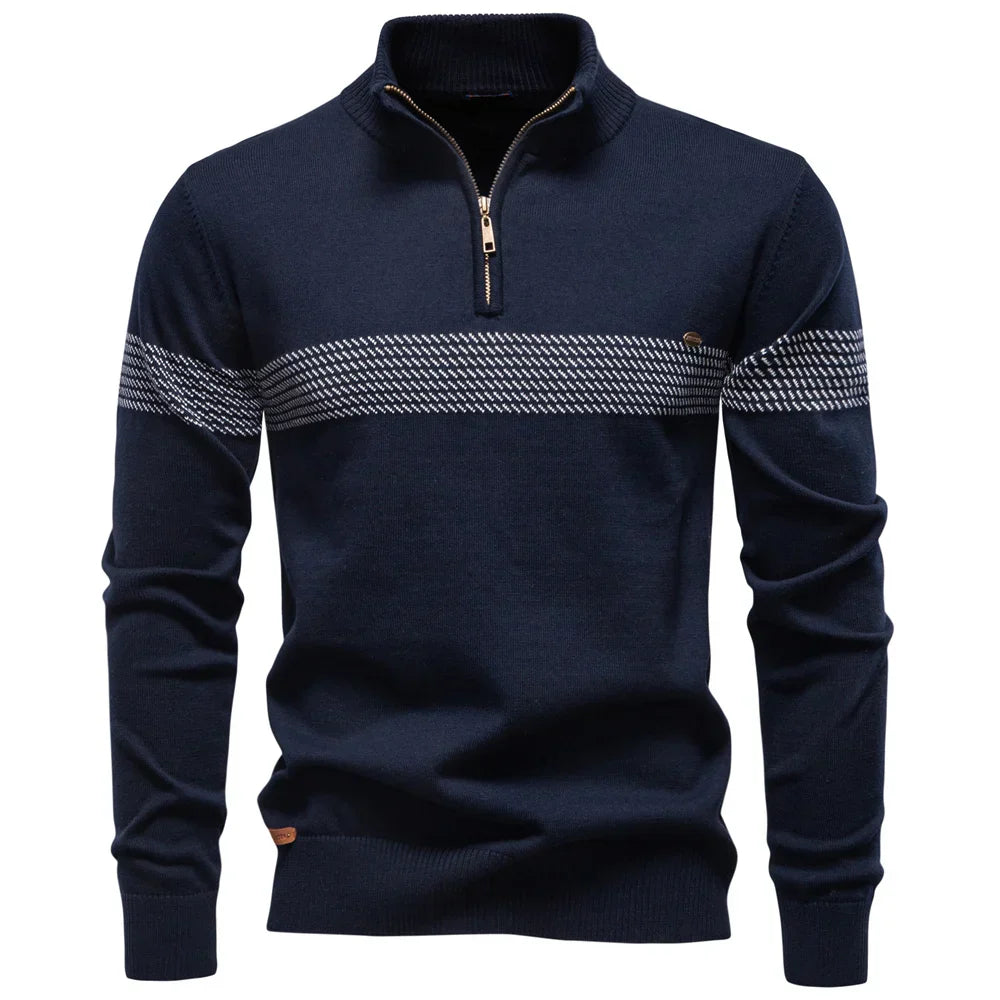 DUVAL PARIS™ | PULL CLASSIQUE EN MAILLE DEMI-ZIP POUR HOMME