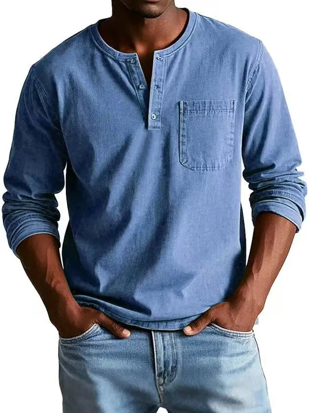 Duval Paris™| Chemise en denim Henley vintage pour homme