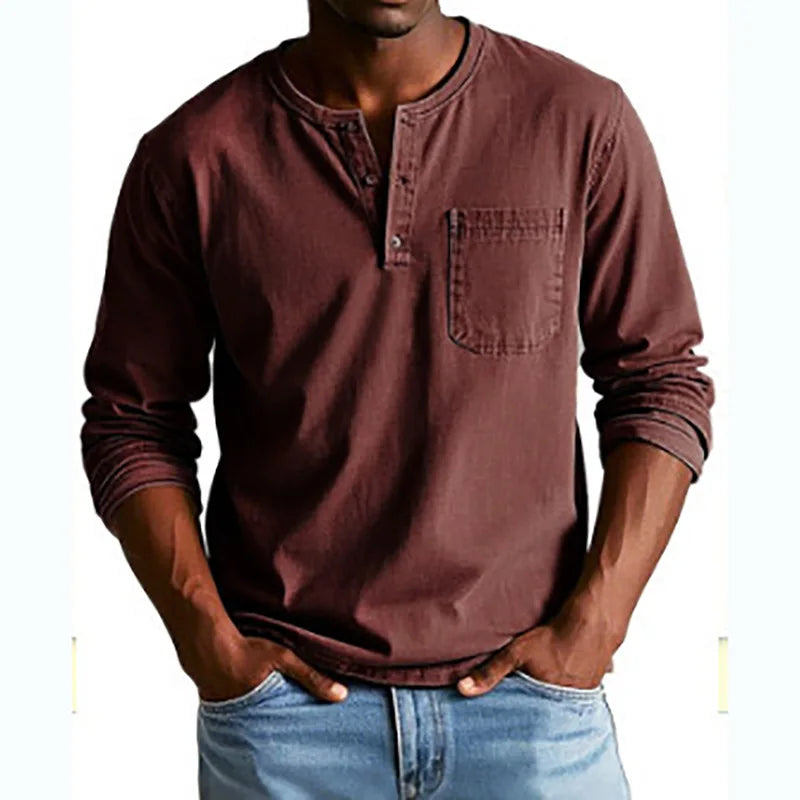 Duval Paris™| Chemise en denim Henley vintage pour homme