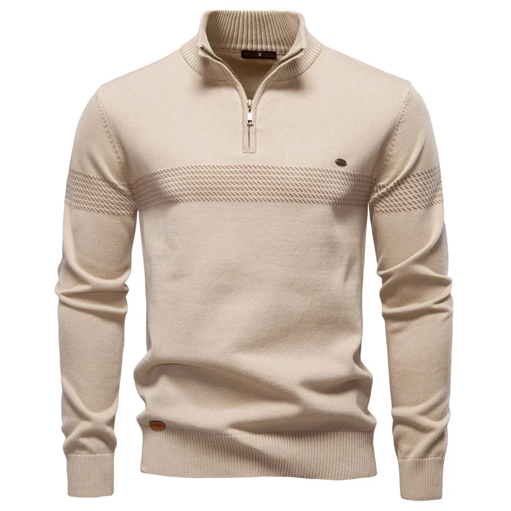 DUVAL PARIS™ | PULL CLASSIQUE EN MAILLE DEMI-ZIP POUR HOMME