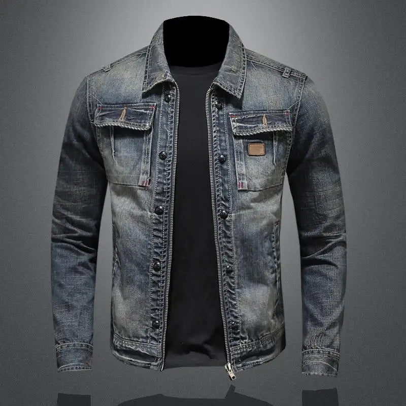 Duval Paris™| Veste en jean classique zippée pour homme