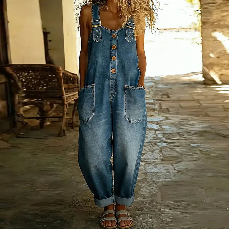 Duval Paris™ | Salopette vintage en coton doux effet denim