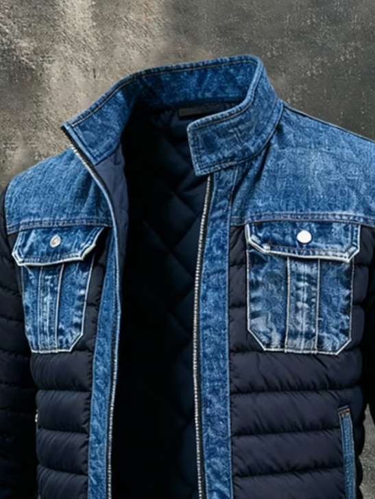 DUVAL PARIS™ | VESTE MATELASSÉE À DÉTAILS DENIM RAFFINÉS