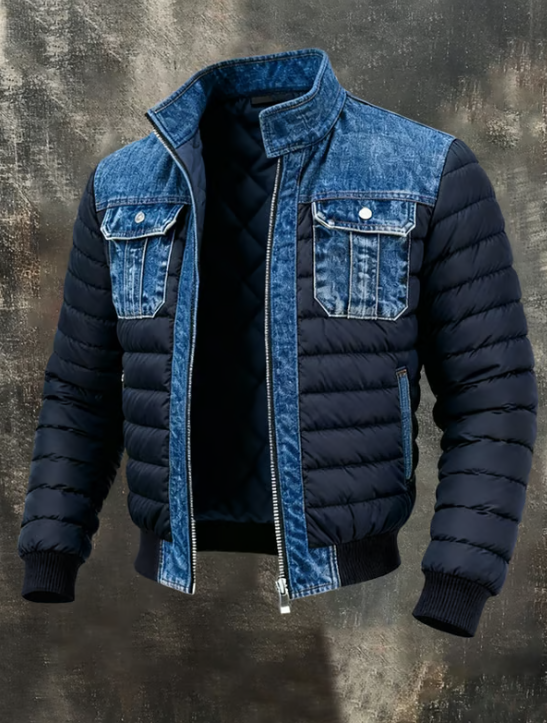 DUVAL PARIS™ | VESTE MATELASSÉE À DÉTAILS DENIM RAFFINÉS