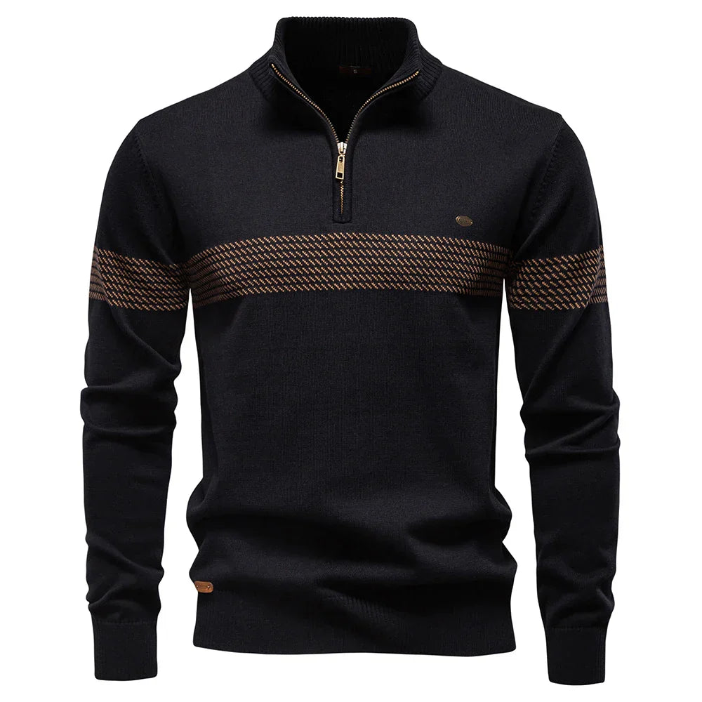 DUVAL PARIS™ | PULL CLASSIQUE EN MAILLE DEMI-ZIP POUR HOMME