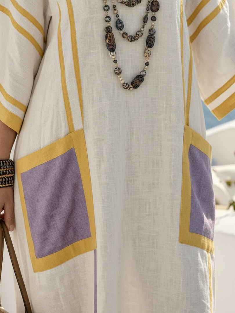 Zafira | Robe Maxi à Col V et Manches Courtes