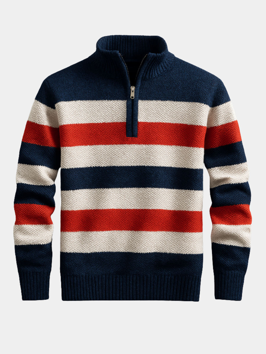 DUVAL PARIS™ | PULLOVER EN MAILLE AVEC ZIP POUR HOMME