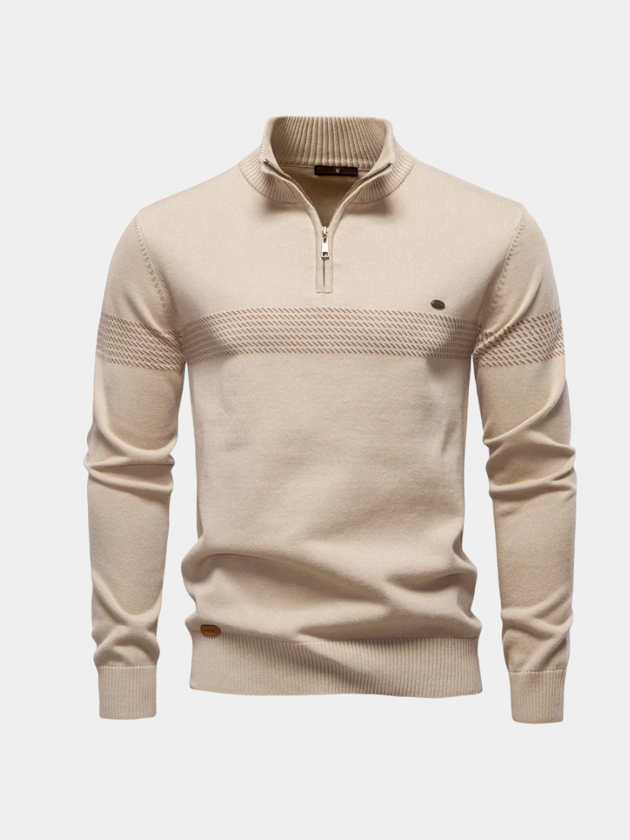 DUVAL PARIS™ | PULL CLASSIQUE EN MAILLE DEMI-ZIP POUR HOMME