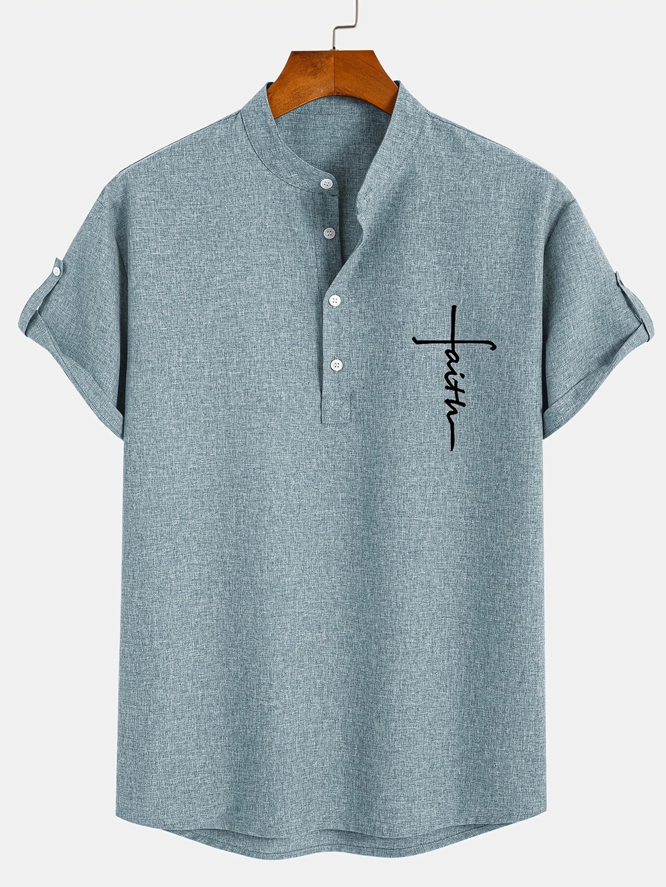 DUVAL PARIS™ | CHEMISE ÉLÉGANT À MANCHES COURTES ET COL MONTANT