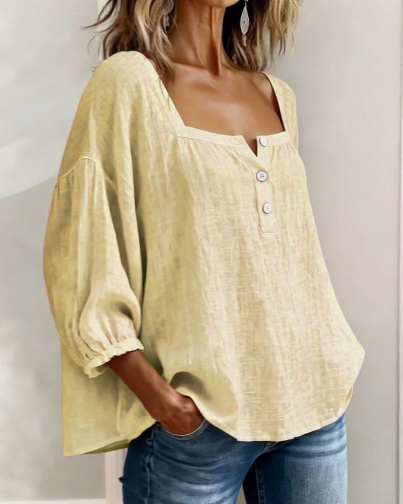Duval Paris™ | Blouse élégante à encolure carrée