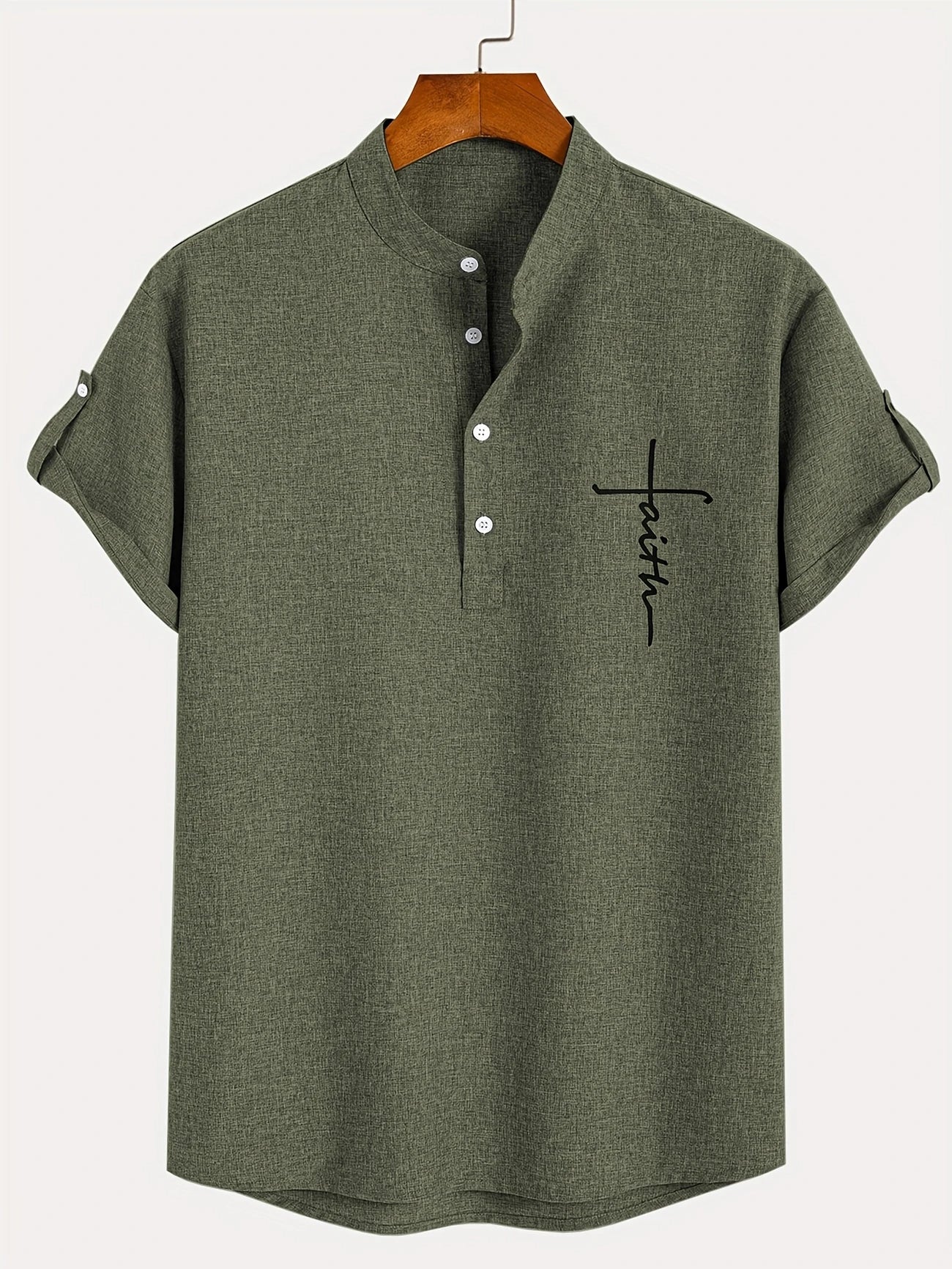 DUVAL PARIS™ | CHEMISE ÉLÉGANT À MANCHES COURTES ET COL MONTANT