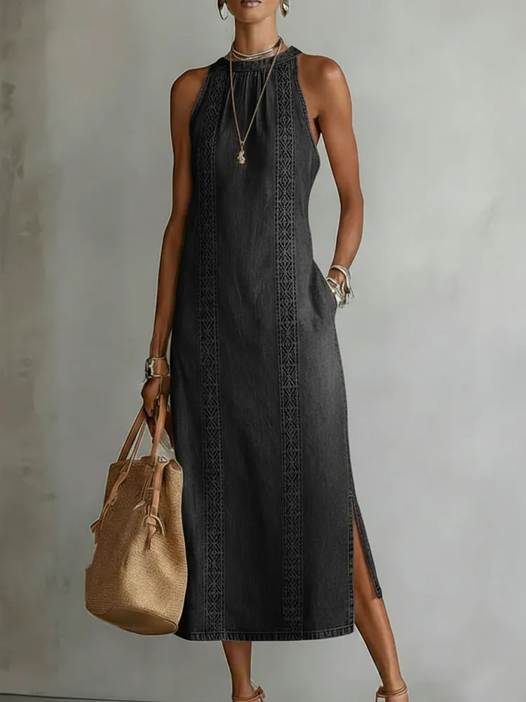 Duval Paris™ | Robe en denim à dentelle rétro