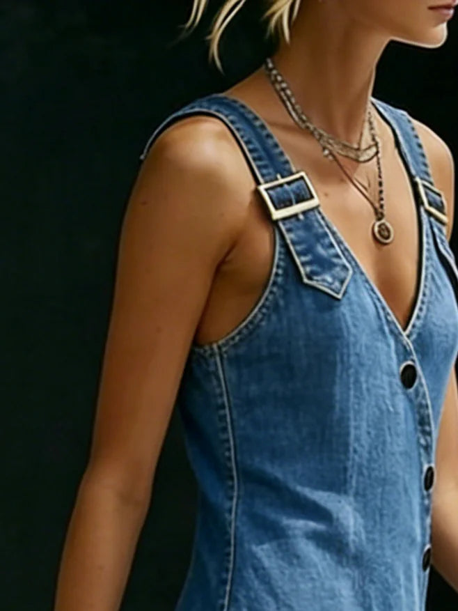 Duval Paris™ | Robe longue en denim boutonnée