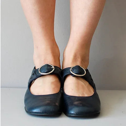 Duval Paris™ | Rosalé Chaussures rétro françaises avec boucle et talon stable