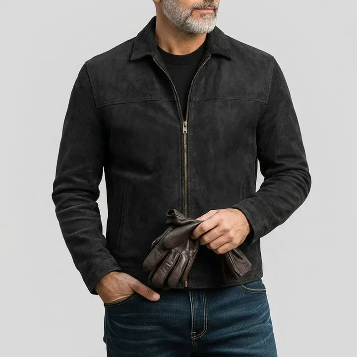DUVAL PARIS™ | VESTE EN DAIM AVEC FERMETURE ÉCLAIR