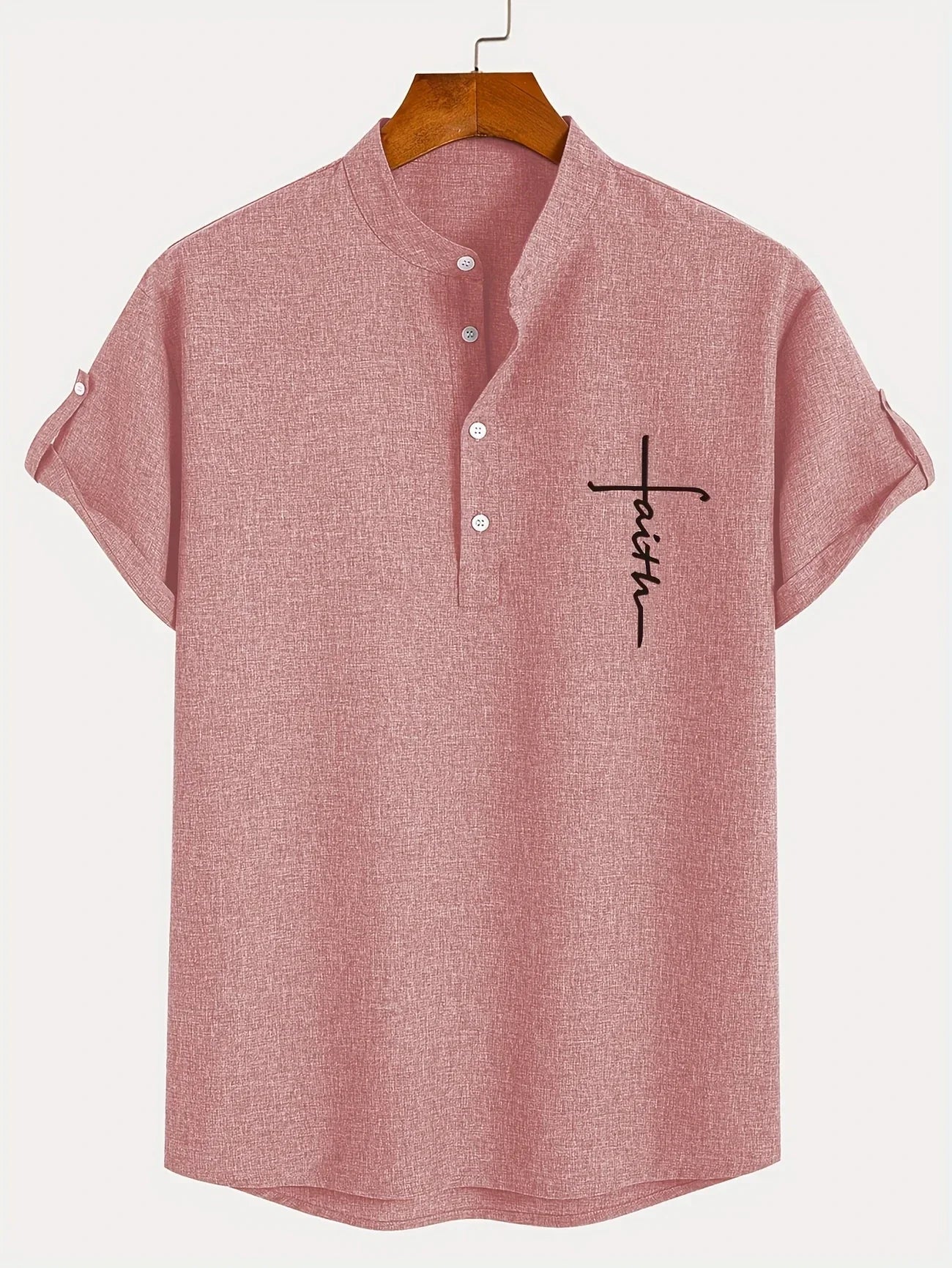 DUVAL PARIS™ | CHEMISE ÉLÉGANT À MANCHES COURTES ET COL MONTANT