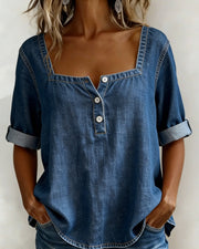 Duval Paris™ | Chemise denim col carré