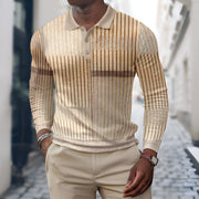 Polo pour homme | Manches longues | Motif patchwork |