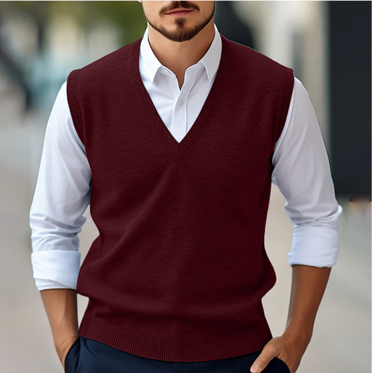 Pulls pour hommes | Sans manches à col en V | Style gilet décontracté