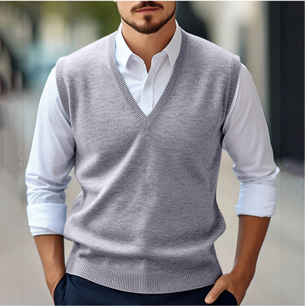 Pulls pour hommes | Sans manches à col en V | Style gilet décontracté