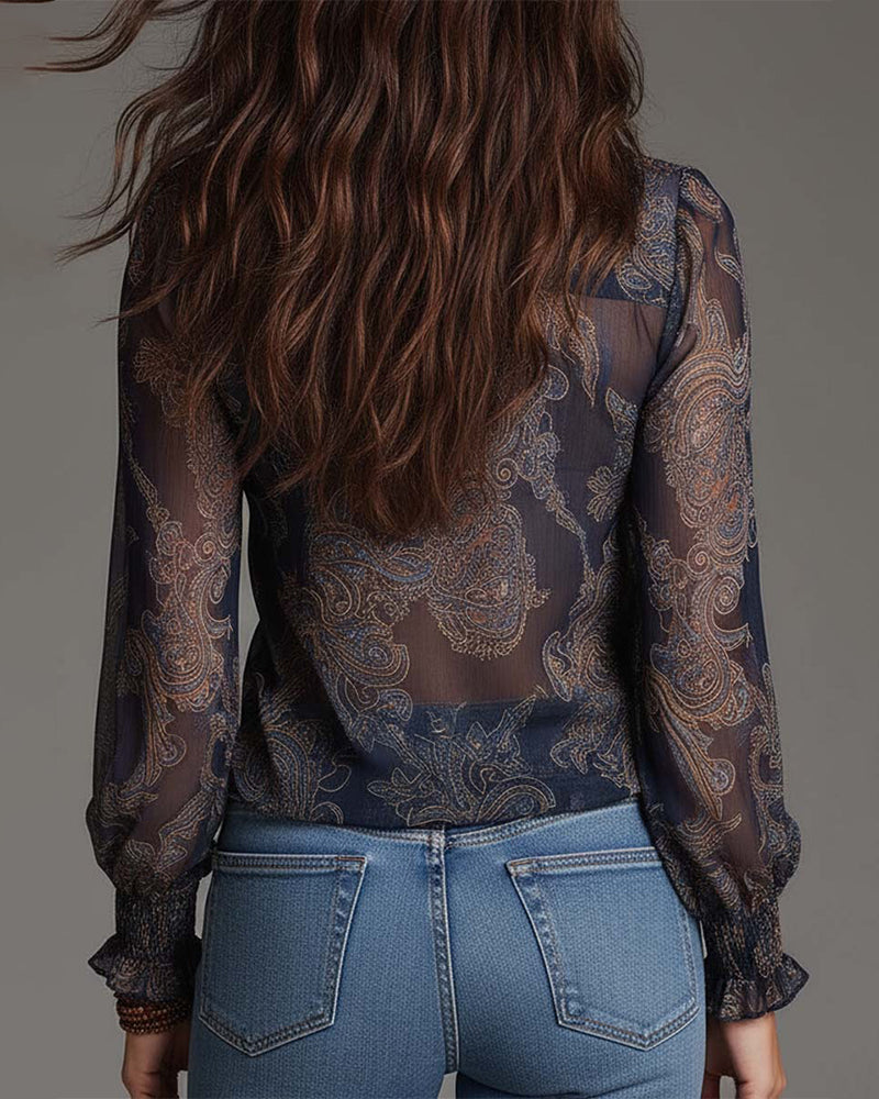 Duval Paris™ | Blouse raffinée à demi-zip et volants