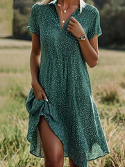 Duval Paris™ | Élodie Robe chemise midi à manches courtes femme