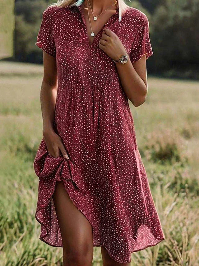 Duval Paris™ | Élodie Robe chemise midi à manches courtes femme