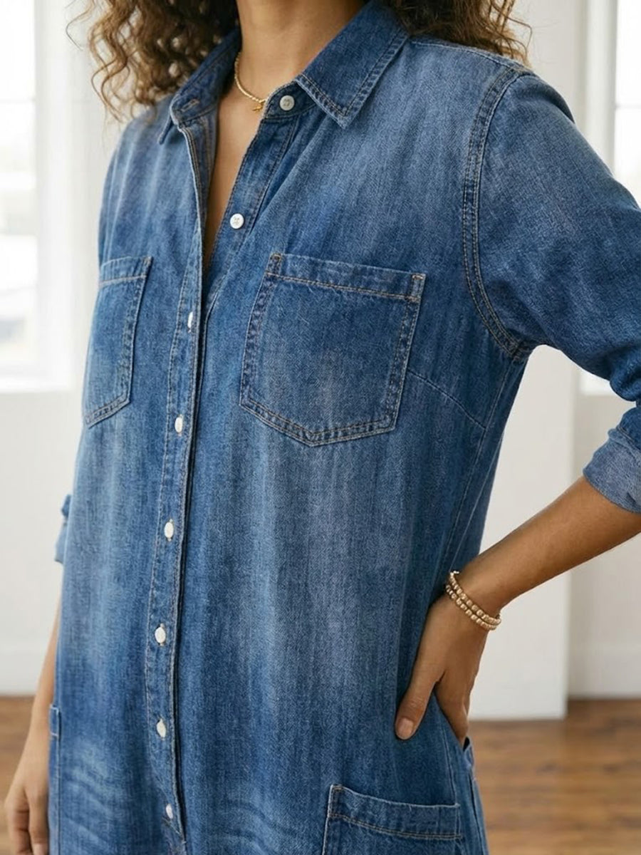 Duval Paris™ | Combinaison en denim vintage à boutons