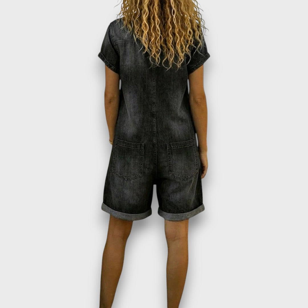 Duval Paris™ | Salopette courte en coton effet denim