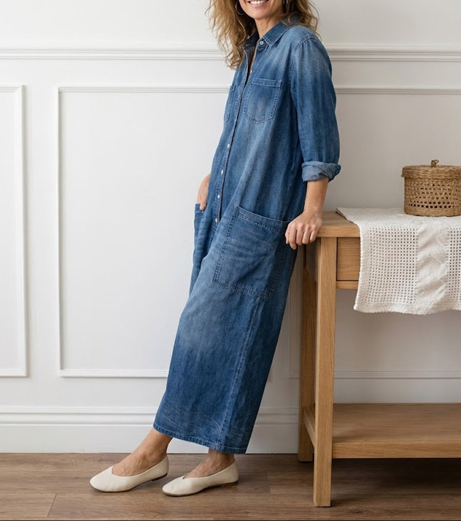 Duval Paris™ | Combinaison en denim vintage à boutons