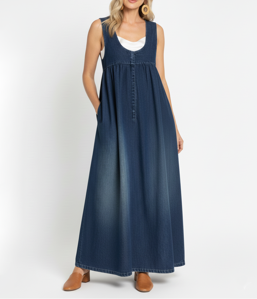 Duval Paris™ | Robe maxi en denim lavé vintage