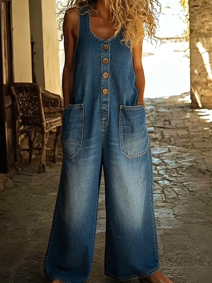 Duval Paris™ | Salopette en denim coton lavé vintage
