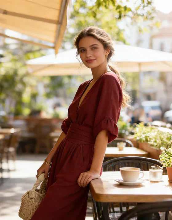 Duval Paris™ | Mono élégant à décolleté en V et jambe large