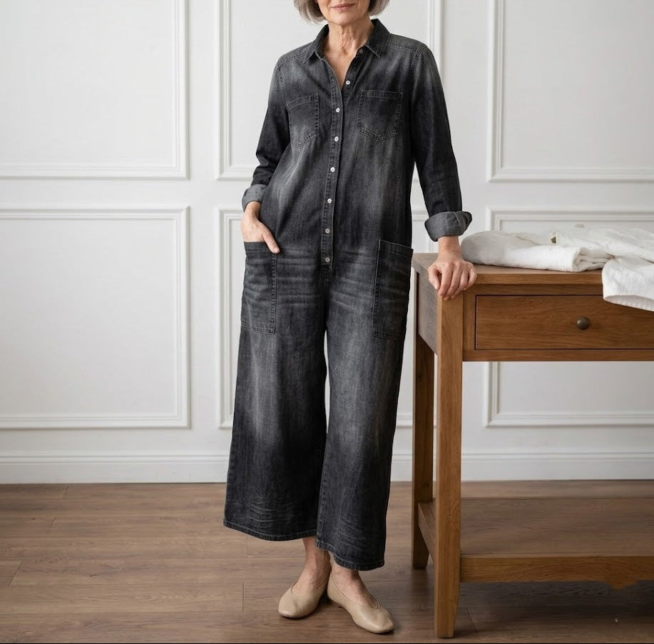Duval Paris™ | Combinaison en denim vintage à boutons